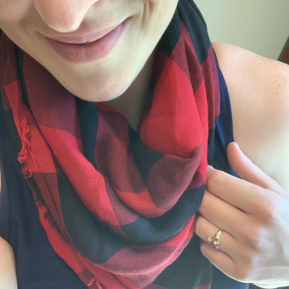 Lightweight buffalo plaid scarf